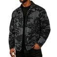 thumbnail image 1 of Havenx Men's Camo Corduroy Jacket Long Sleeve Button Down Shirt Jacket with Pockets Lapel Collar Camouflage Print Coat Casual Western Loose Fit Fall Winter Clothes,Black L, 1 of 6