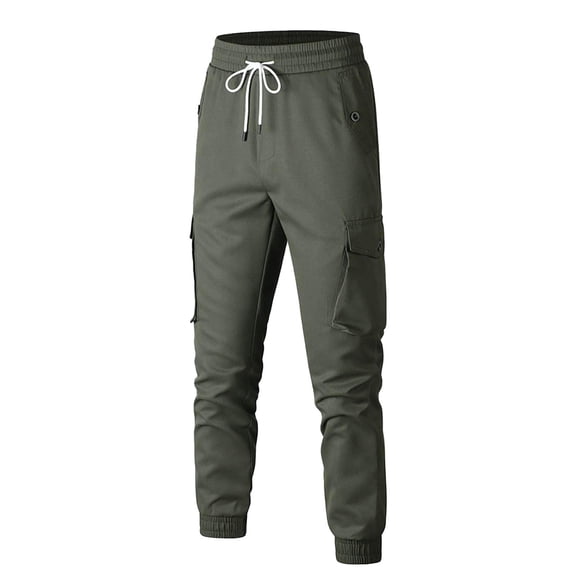 Havenx Men's Cargo Pants Drawstring Elastic Waist Sweatpants Pockets Stretch Tapered Leg Joggers Fashion Fitness Durable Lightweight Clothing,Deep Green M