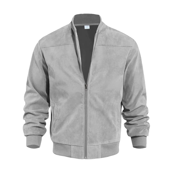 Havenx Men’s Faux Suede Bomber Jacket Full Zip Long Sleeve Flight Coat with Pockets Stand Collar Coat Soft 2026 Fall Lightweight Athletic Outerwear