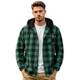 thumbnail image 1 of Havenx Men's Flannel Plaid Hoodie Shirts Long Sleeve Button Down Hooded Shirt Jackets with Chest Pocket Drawstring Jacket Fall Winter Lightweight Loose Fit Casual Clothes, 1 of 6