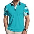 thumbnail image 1 of Havenx Men's Golf Polo Shirts Short Sleeve Button Down Shirts Camo Printed Raglan Collared T Shirt Athletic Casual Golf Classic Fit Wear,Light Blue S, 1 of 5