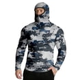 thumbnail image 1 of Havenx Men's Hooded Sun Shirts Camo Long Sleeve Shirt with Mask Hooded Uv Upf 50+ Hoodie Shirt Sun Protection Outdoor Fishing Lightweight Casual Summer Rash Guard Shirts,Gray M, 1 of 6