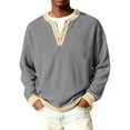 thumbnail image 1 of Havenx Men's Knit Henley Sweater Long Sleeve Button Pullover Sweater Ribbed Knit Crewneck Pullover Tees Casual Stylish Lightweight Slim Fit Classic Clothing,Light Gray L, 1 of 6