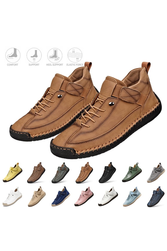 Men's Leather Chukka Boots Handmade Slip on Work Office Trendy Walking Fall Boots Mid Top Comfy Driving Casual Flats Shoes,Light Brown 47(US-12)