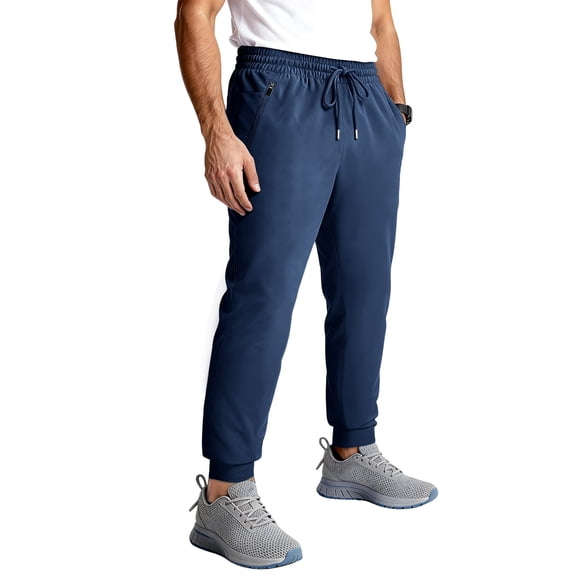 Havenx Men's Lightweight Joggers Pants Quick Dry Stretch Joggers with Zipper Pockets Drawstring Tapered Track Joggers Elastic Waist Active Athletic Workout Breathable Gym Golf Clothes,Navy M