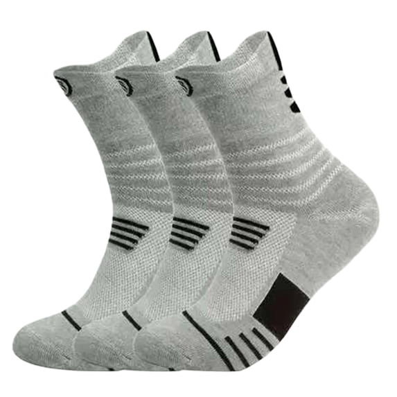 Havenx Men's Mid Calf Running Socks Moisture Wicking Crew Socks for Jogging Travel 3 Pairs,Gray