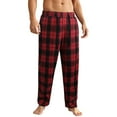 thumbnail image 1 of Havenx Men's Pajama Bottoms Matching ComfortSoft Cotton Pj Pants Comfy Bottoms Plaid ComfortSoft Cotton Plaid Pajama Pants Plus Size Fuzzy Drawstring Sleepwear,Wine M, 1 of 6
