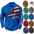 thumbnail image 1 of Havenx Men's We the People T-Shirt Long-Sleeved Waffle-Knit Polo Shirt American Flag Printed Buttons Polo Cross Patriotic Freedom 250 Years Of Freedom Shirt Tops,Green 2XL, 1 of 3