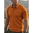 thumbnail image 1 of Havenx Men's Polo Shirts Short Sleeve Button Down Polo Shirts with Pockets Collared Shirt Soft Lightweight Summer Ultra Comfortable Clothing,Brown L, 1 of 5