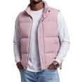 thumbnail image 1 of Havenx Men's Puffer Vest Sleeveless Full Zip Up Jacket Stand Collar Puffy Vest Casual Outdoor Winter Warm Outerwear,Pink M, 1 of 8
