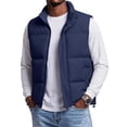 thumbnail image 1 of Havenx Men's Puffer Vest Sleeveless Full Zip Up Jackets Stand Collar Puffy Vests Winter Lightweight Casual Work Outerwear,Navy S, 1 of 8