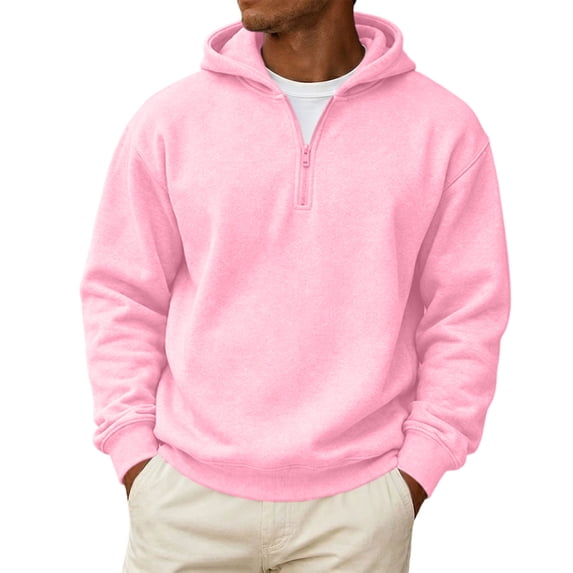 Havenx Men's Quarter Zip Hooded Sweatshirt Fleece Lined Long Sleeve Hoodies with Pockets Hooded Pullover Tops Fashion Fall Winter Athletic Workout Casual Tops