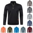 thumbnail image 1 of Havenx Men's Quarter Zip Sweater Long Sleeve Knitted Pullover 1/4 Zipper Mock Neck Pullover Sweatshirt Stand Collar Warm Slim Fit Comfy Lightweight Workout Sweater Tops,Light Gray L, 1 of 5