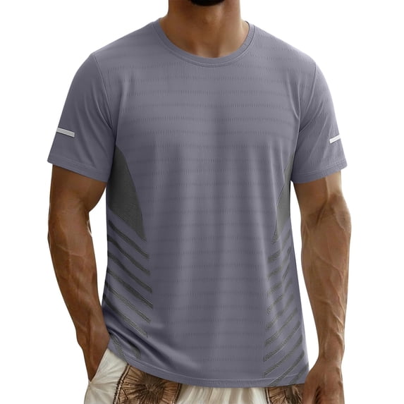 Havenx Men's Summer Cooling Ice Silk T-Shirts Short Sleeve Crew Neck Shirt Rapid Dry Moisture-Wicking Tee Shirt Casual Vintage Cooling Fishing Sports Fitness Tee,Gray L