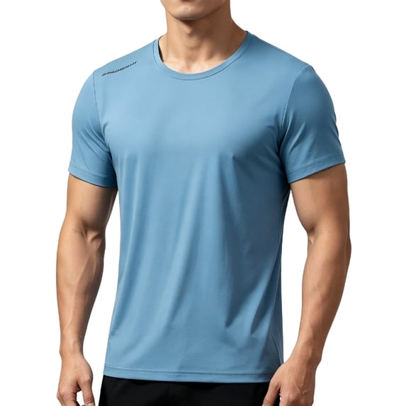 Havenx Men's Sun Protection Swim Shirt Short Sleeve Upf 50+ Shirts Fast Dry Moisture Wicking T-Shirt Soft Basic Plain Athletic Workout Casual Swim Tops,Blue M