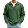 thumbnail image 1 of Havenx Men's V Neck Waffle Knit Shirts Long Sleeve Textured Shirt Knitted Solid Color Pullover Fashion Lightweight Thermal Casual Pullover Tops,Green 2XL, 1 of 5