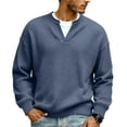 thumbnail image 1 of Havenx Men's V Neck Waffle Knit Sweaters Long Sleeve Textured Shirt Waffle Knitted Solid Color Pullover Fashion Lightweight Thermal Casual Pullovers Top,Navy S, 1 of 5