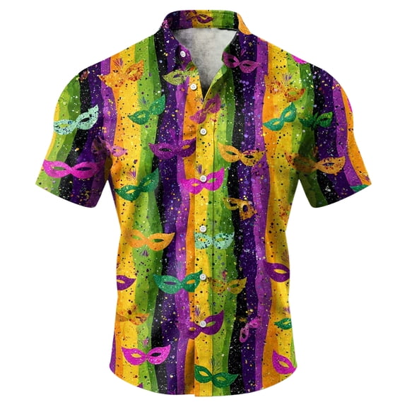 Havenx Men's Valentines Day Dress Shir Button Down Heart Print Outfits Short Sleeve Lapel Tees Stylish Casual Lightweight Valentines Day Outfits Tops,Yellow XL