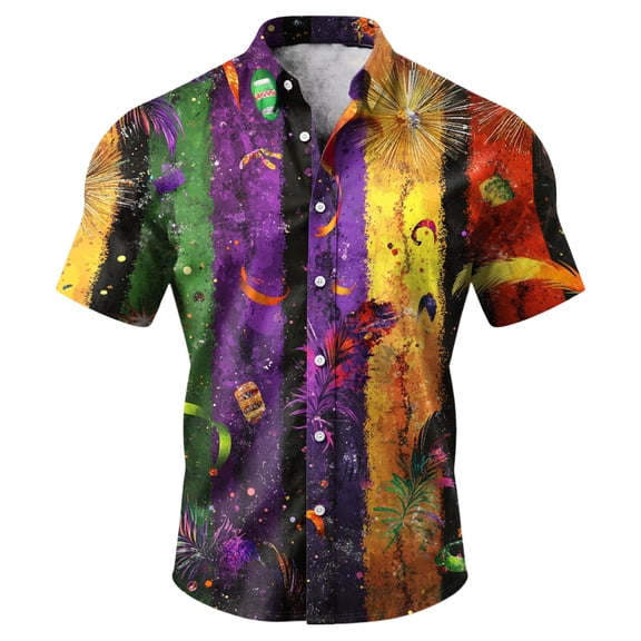 Havenx Men's Valentines Day Shirt Button Up Heart Print Shirts Short Sleeve Lapel Top Valentines Day Heart Regular Fit Party Clothes,Deep Green 5XL