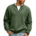 thumbnail image 1 of Havenx Men's Waffle Knit Long Sleeve Shirt Crewneck Textured Shirts Waffle Knit Solid Color Pullover Relaxed Fit Lightweight Thermal Pullover Sweater,Green S, 1 of 5