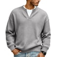 thumbnail image 1 of Havenx Men’s Waffle Knitted Sweatshirt Round V Neck Long Sleeve Sweaters Waffle Knit Textured T-Shirt Solid Color Athletic Casual Basic Workout Thermal Pullover Sweater,Gray 2XL, 1 of 5