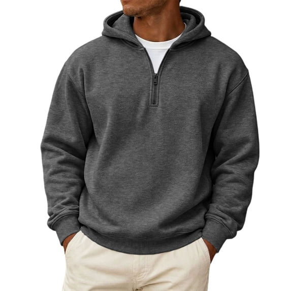 Havenx Mens 1/4 Zip Up Hoodies Fleece Lined Long Sleeve Hoodies with Pockets Hooded Pullover Tops Athletic Workout Casual Fall Winter Fashion Sweaters
