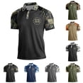 thumbnail image 1 of Havenx Mens 250th Anniversary Usa Shirt American Flag Print Camo Shirt Short Sleeve Button Golf Shirt Lapel Patriotic Independence Day 4th Of July Causal Tops,Coffee L, 1 of 4