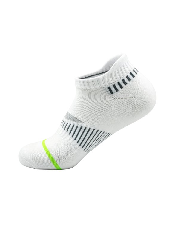 Mens Ankle Socks Anti-blister Thick Cushioned Wicking Odor Resist Athletic Running Socks With Heel Tab,White