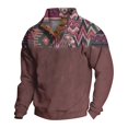 thumbnail image 1 of Havenx Mens Aztec Cowboy Sweatshirt Long Sleeve Quarter Button Sweatshirt Stand Collar Jacket Shirt Casual Vintage Ethnic Western Aztec Fall Tops, 1 of 3