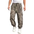 thumbnail image 1 of Havenx Mens Baggy Camo Cargo Pants Maple Leaf Print Drawstring Waist Tapered Cargo Joggers with Pockets Wide Leg Trousers Hunting Casual Fashion Loose Fit Y2k Outfits,Multicolor S, 1 of 4