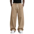 thumbnail image 1 of Havenx Mens Baggy Sweatpants Curved Wide Leg Drawstring Elastic Waist Joggers with Pockets Open Bottom Sweat Pants Loose Fit Lounge Casual Lightweight Streetwear,Camel L, 1 of 5