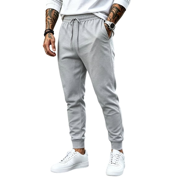 Havenx Mens Baggy Sweatpants Tapered Legs Drawstring Sweat Pants with Pockets Elastic Waist Open Bottom Sweatpants Athletic Comfy Y2k Fall Winter Loose Fit Streetwear,Light Gray L