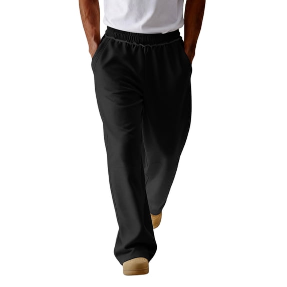 Havenx Mens Baggy Sweatpants Wide Leg Open Bottom Sweat Pants with Pockets Elastic Waist Pants Lounge Casual Loose Fit Workout Gym Clothing,Black XL