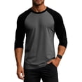 thumbnail image 1 of Havenx Mens Baseball Shirt Raglan 3/4 Long Sleeve Crewneck Shirt Color Block Moisture Wicking T Shirts Athletic Gym Workout Lightweight Vintage Tops,Gray L, 1 of 5