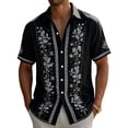 thumbnail image 1 of Havenx Mens Button Down Shirts Short Sleeve Collared Shirts Floral Print Top Vintage Hawaiian Summer Beach Vacation Clothes,Black 4XL, 1 of 4