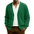 thumbnail image 1 of Havenx Mens Cardigan V Neck Rib Knit Sweaters Button Front Long Sleeve Outwear Shawl Collar Solid Color Classic Soft Comfy Warm Fall Trendy Dress,Dark Green 3XL, 1 of 7