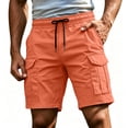 thumbnail image 1 of Havenx Mens Casual Cargo Shorts Elastic Waist Drawstring Shorts with Multi Pockets Stretch Knee Length Pant Comfort Athletic Relaxed Fit Outdoor Work Clothing,Saffron S, 1 of 5