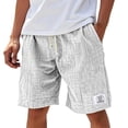 thumbnail image 1 of Havenx Mens Casual Shorts Drawstring Elastic Waist Short with Pockets Stretch Embroidered Logo Short Pants Solid Color Loose Fit Summer Beach Lounge Soft Casual Wear,White 2XL, 1 of 3