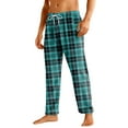 thumbnail image 1 of Havenx Mens Cotton Pajama Pants Plaid Flannel Pajama Bottoms 2025 Big and Tall Sleeping Pants Elastic Waist Wide Leg Soft Sleep & Lounge Pants,Turquoise 2XL, 1 of 6