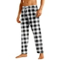 thumbnail image 1 of Havenx Mens Cotton Pajama Pants Plaid Flannel Pajamas Pants 2025 Plus Size Sleeping Pants Elastic Waist Straight-Leg Lightweight Lounge Pants,White L, 1 of 6