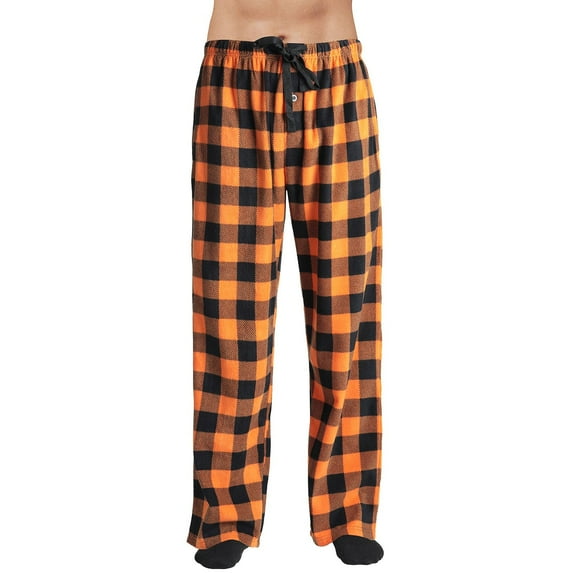 Havenx Mens Family Christmas Pajama Pants Stretchy Straight Leg Bottoms with Drawstring Elastic Waist Long Sleepwear with Pockets Solid Color Xmas Print Lightweight Loose Fit Bottom,Orange XL