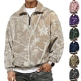 thumbnail image 1 of Havenx Mens Flannel Quarter Zip Up Pullover Long Sleeve Collared Pullover Sweater Mock Neck Camouflage Print Sweatshirts Soft 2026 Fall Winter Outdoor Active Casual Sweater Tops,Pink 3XL, 1 of 7