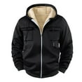 thumbnail image 1 of Havenx Mens Fleece Jacket Plus Size Sherpa Lined Full-Zip Hooded Jackets Big and Tall Sport Outdoor Wear Sherpa Warm Outwear for Outdoor,Black 2XL, 1 of 4