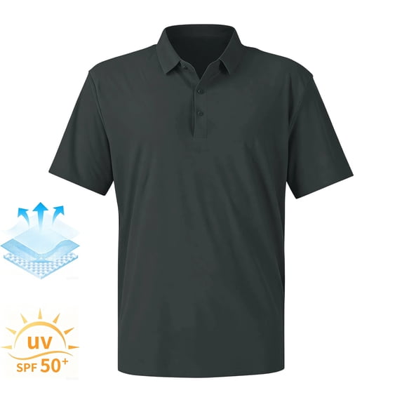 Havenx Mens Golf Shirt Short Sleeve Quick Dry Performance Shirt Collared 3 Buttons Moisture Wicking Golf Polos Casual Stylish Lightweight Athletic Golf Work Clothing,Dark Gray S