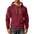 thumbnail image 1 of Havenx Mens Hoodie for Christmas Fuzzy Flannel Sweatshirt Long Sleeve Plush Fleece Santa Humor Hoodie Big and Tall Solid Color Ugly Pullover Tops,Wine XL, 1 of 4