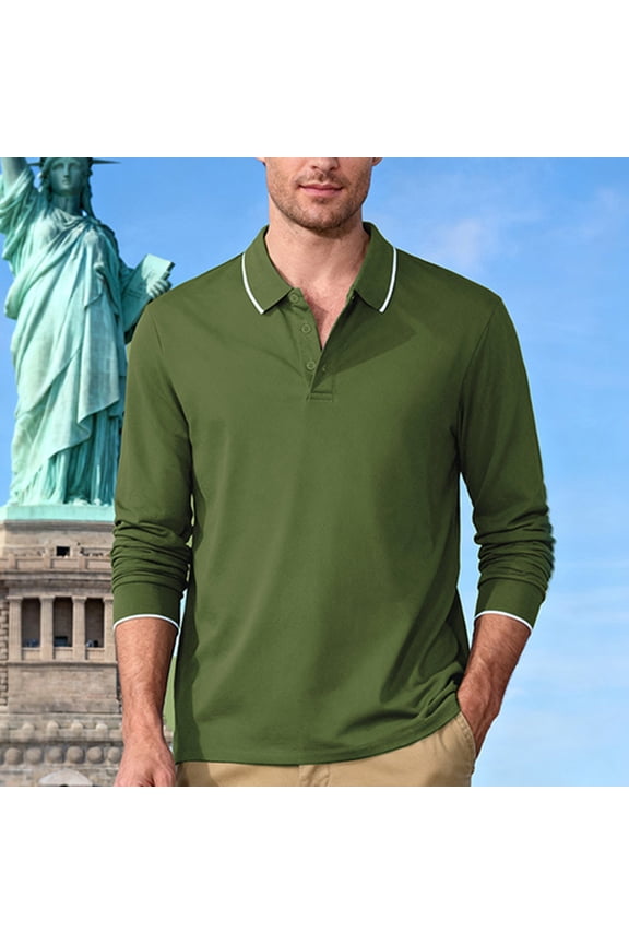 Mens Long Sleeve Polo Sweater Button Collar Knitted Sweaters with 3 Buttons Collar Golf Shirts Solid Color Warmth Lightweight Business Casual Vintage Polos,Deep Green XL