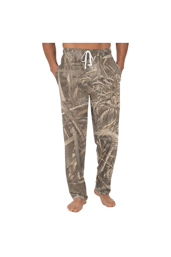 Mens Pajama Pant Camo Elastic Pajama Pants with Pockets Straight-Fit Long Pj Bottoms Drawstring Comfort Sleep Lounge Novelty Loose Sleep Pants,Orange 3XL