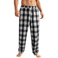 thumbnail image 1 of Havenx Mens Pajama Pants Plaid Pajamas Pants 2025 Plus Size Sleep Pants Elastic Waist Wide Leg Soft Lounge Pants,Black S, 1 of 6