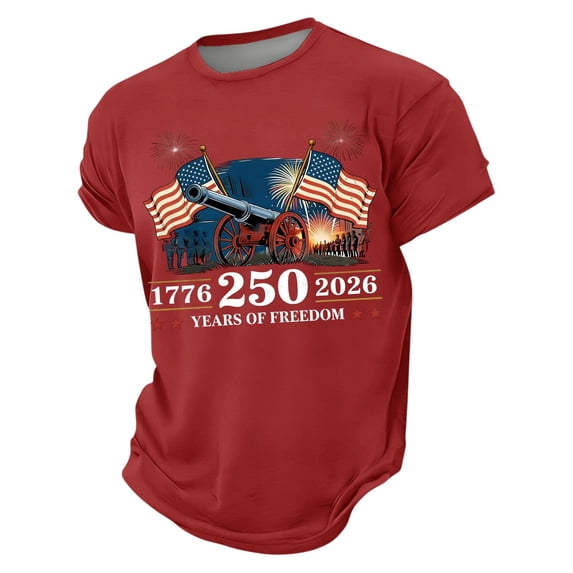 Havenx Mens Patriotic T Shirts Short Sleeve Crew Neck Shirts American Flag Design Tshirts Freedom We the People Classic Summer Tees,Red S