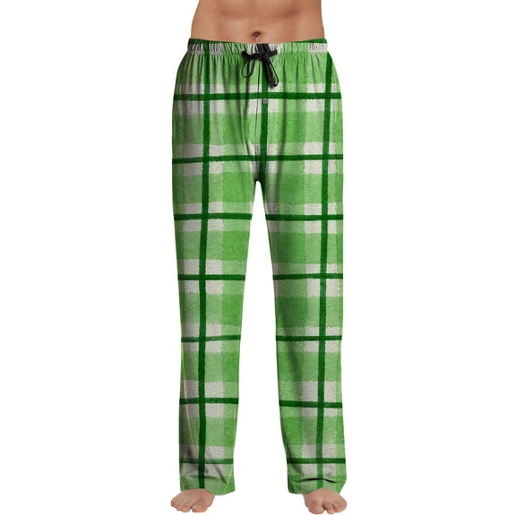 Havenx Mens Pj Pants Matching Pj Pants Comfy Cute Bottoms Plaid ComfortSoft Cotton Cute Pajama Pants Cute Drawstring Sleepwear,Green 2XL